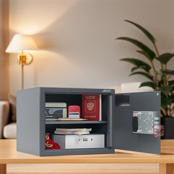 Сейф офисный AIKO T-280 EL с электронным кодовым замком интерьер фото СтеллажМастер Сейф офисный AIKO T-280 EL с электронным кодовым замком интерьер фото СтеллажМастер