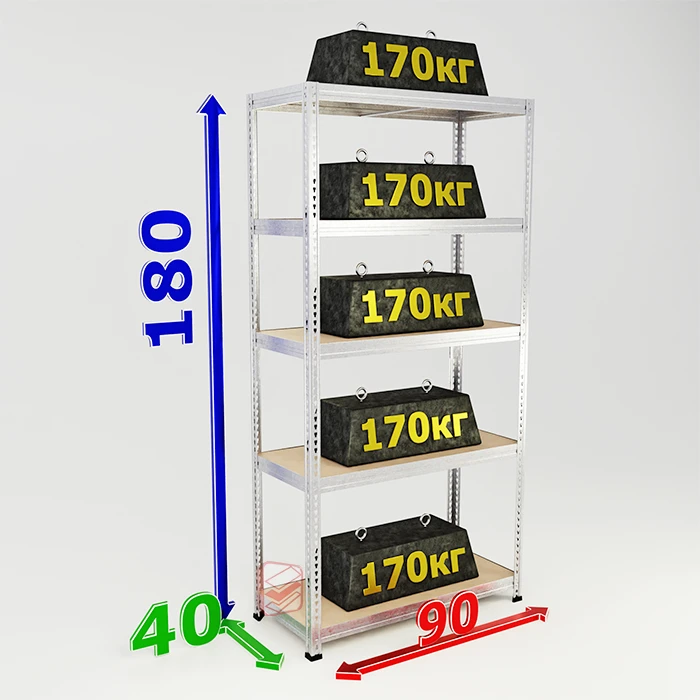 Стеллаж оцинкованный металлический SBL 180х90х40 5 полок фото СтеллажМастер Стеллаж оцинкованный металлический SBL 180х90х40 5 полок фото СтеллажМастер